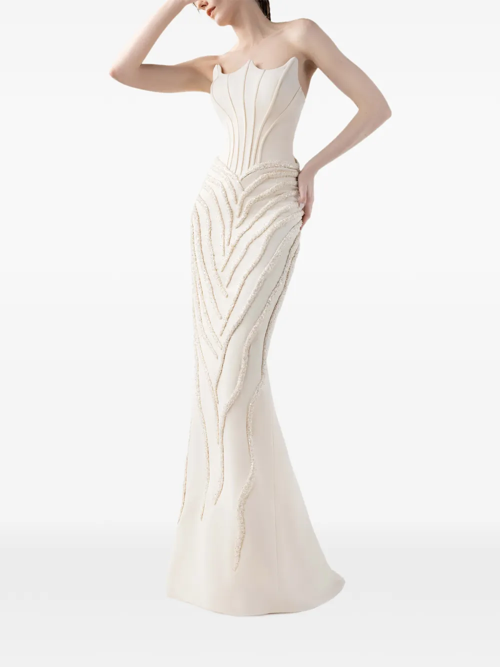 Embellished Strapless Gown