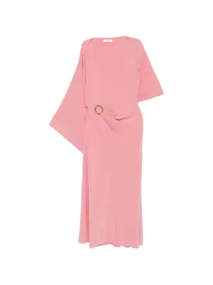 knee length dresses for ladies Joseph Ribkoff Pleated Satin Midi Dress | Greenery & Coastal Blue main image 1