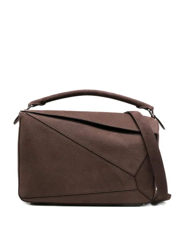 Loewe Large Puzzle Bag in Grained Nubuck in Brown