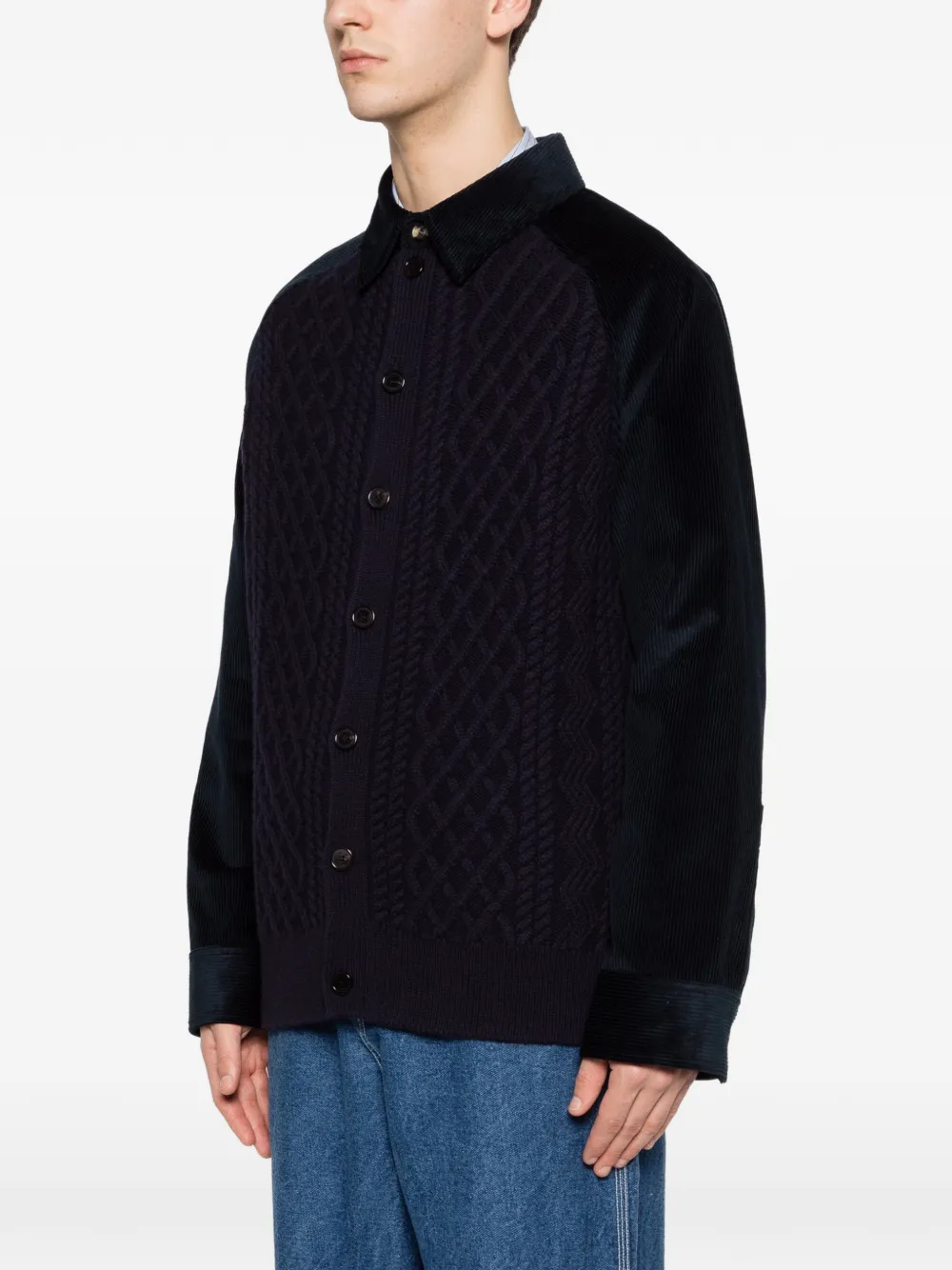  Loewe Cable Knit Corduroy Jacket - Blue 