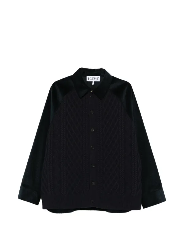 Loewe Hybrid Overshirt in Cotton and Wool in Blue