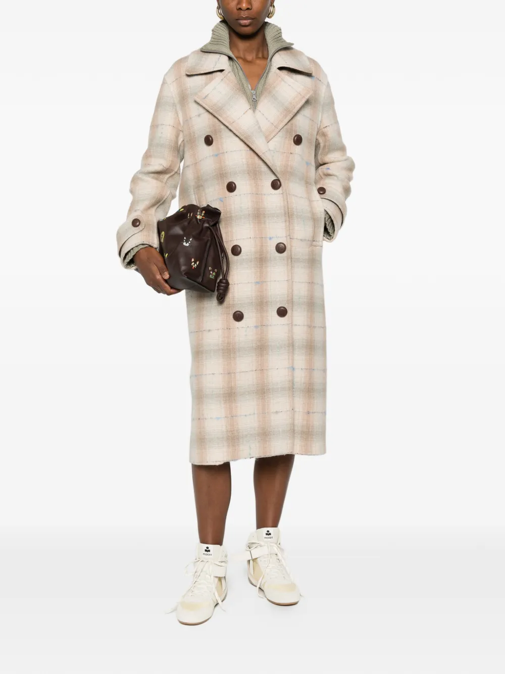  Loewe Double-breasted Check-print Coat - Neutrals 