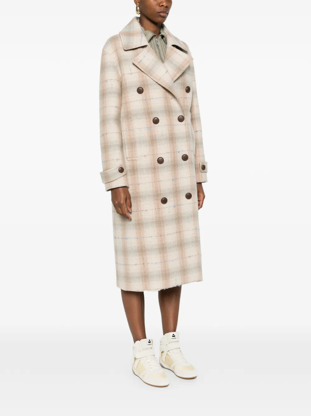  Loewe Double-breasted Check-print Coat - Neutrals 