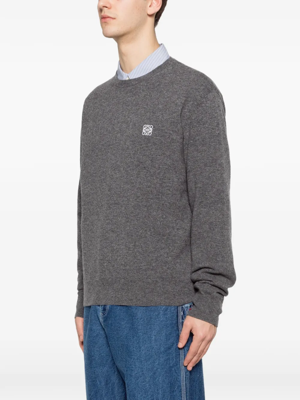  Loewe Anagram Crew Neck Sweater - Grey 