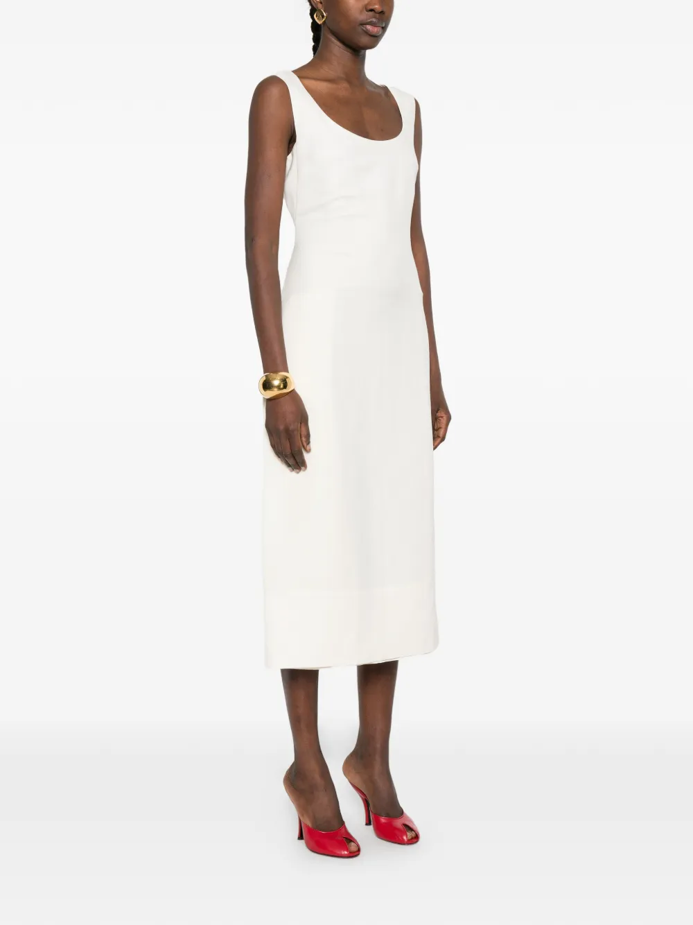  Jacquemus Square Neck Midi Dress - Neutrals 