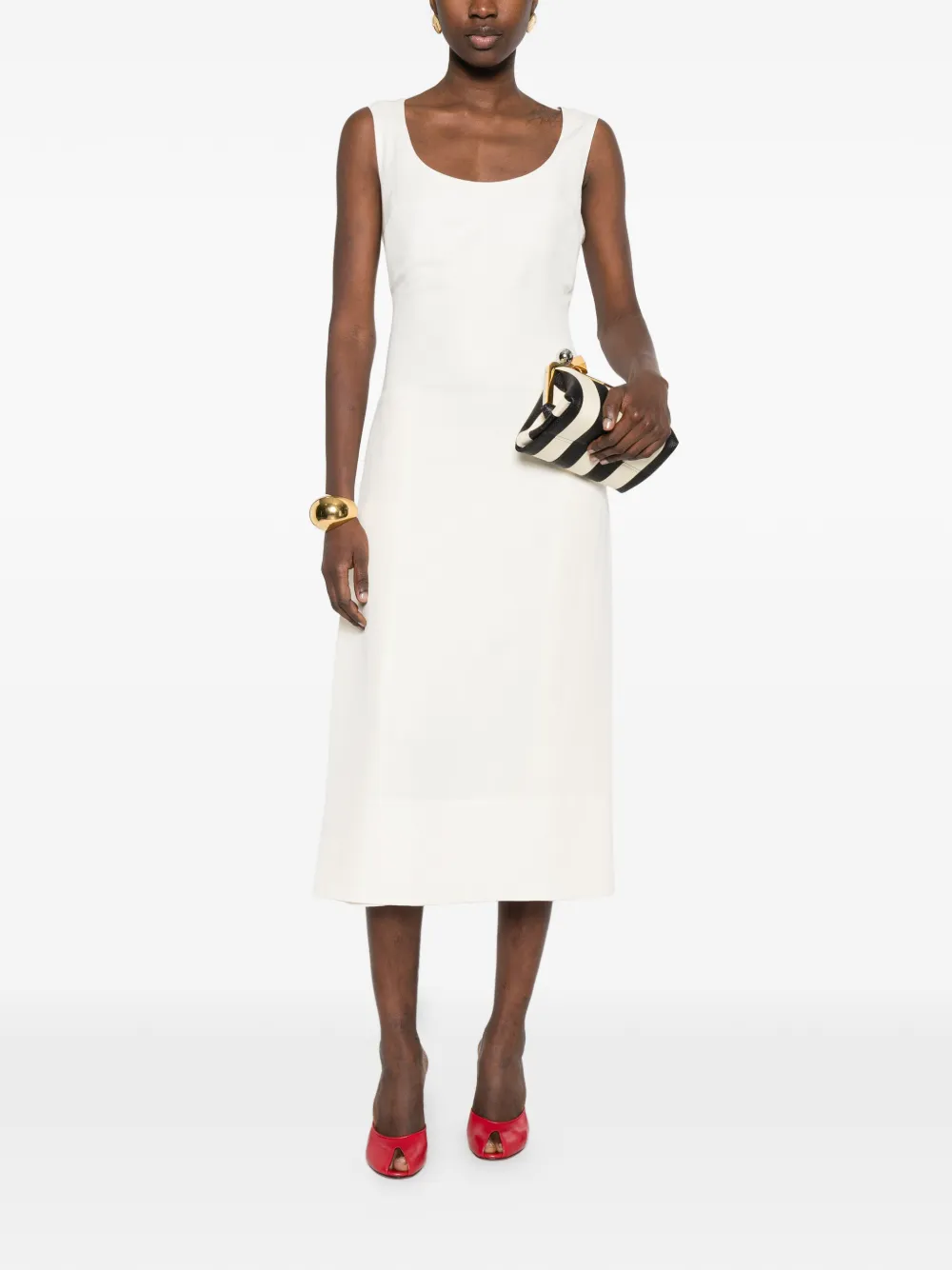  Jacquemus Square Neck Midi Dress - Neutrals 