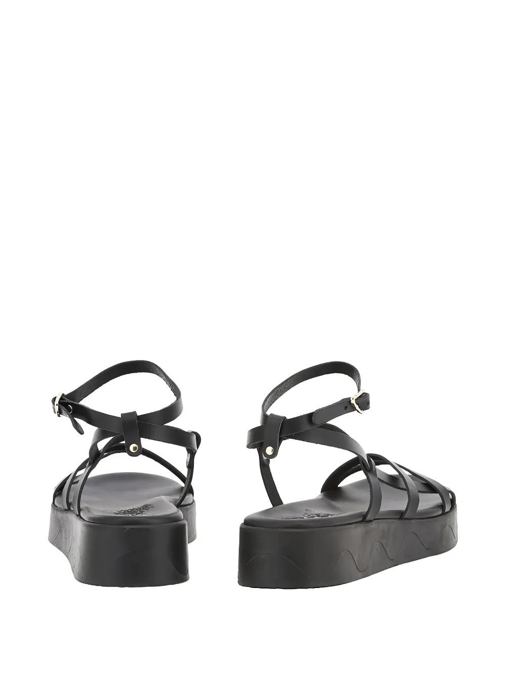 Ancient Greek Sandals Stiliani leren sandalen met plateauzool Zwart