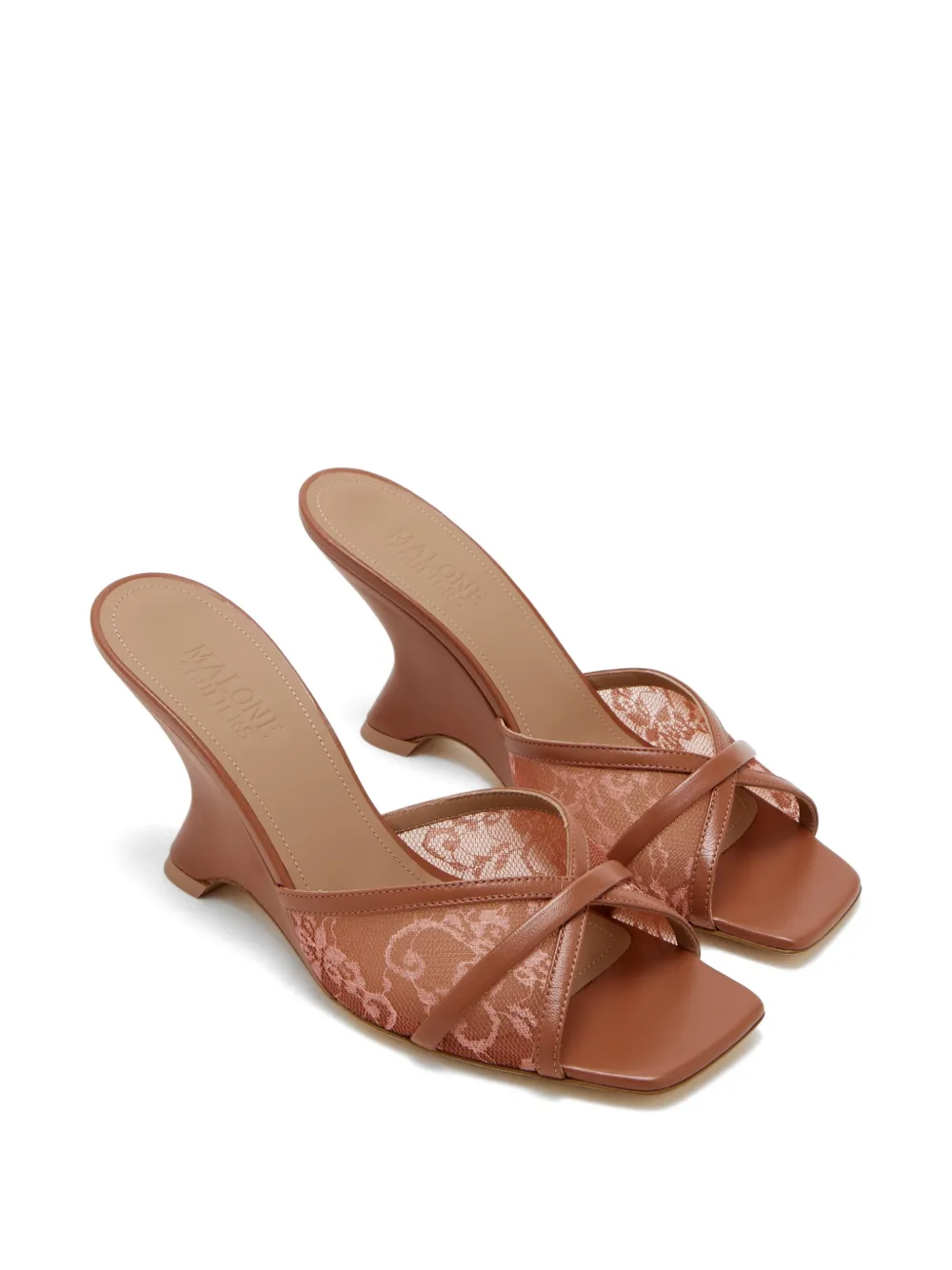 Malone Souliers x Nojoud Alrumaihi Perla leather-strap mules Bruin