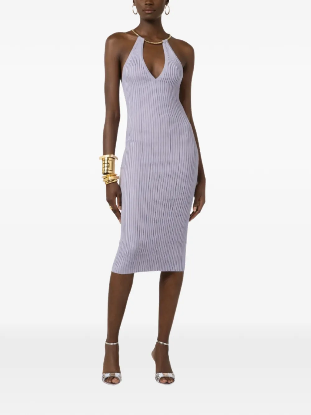 Ring V-Neck Midi Dress