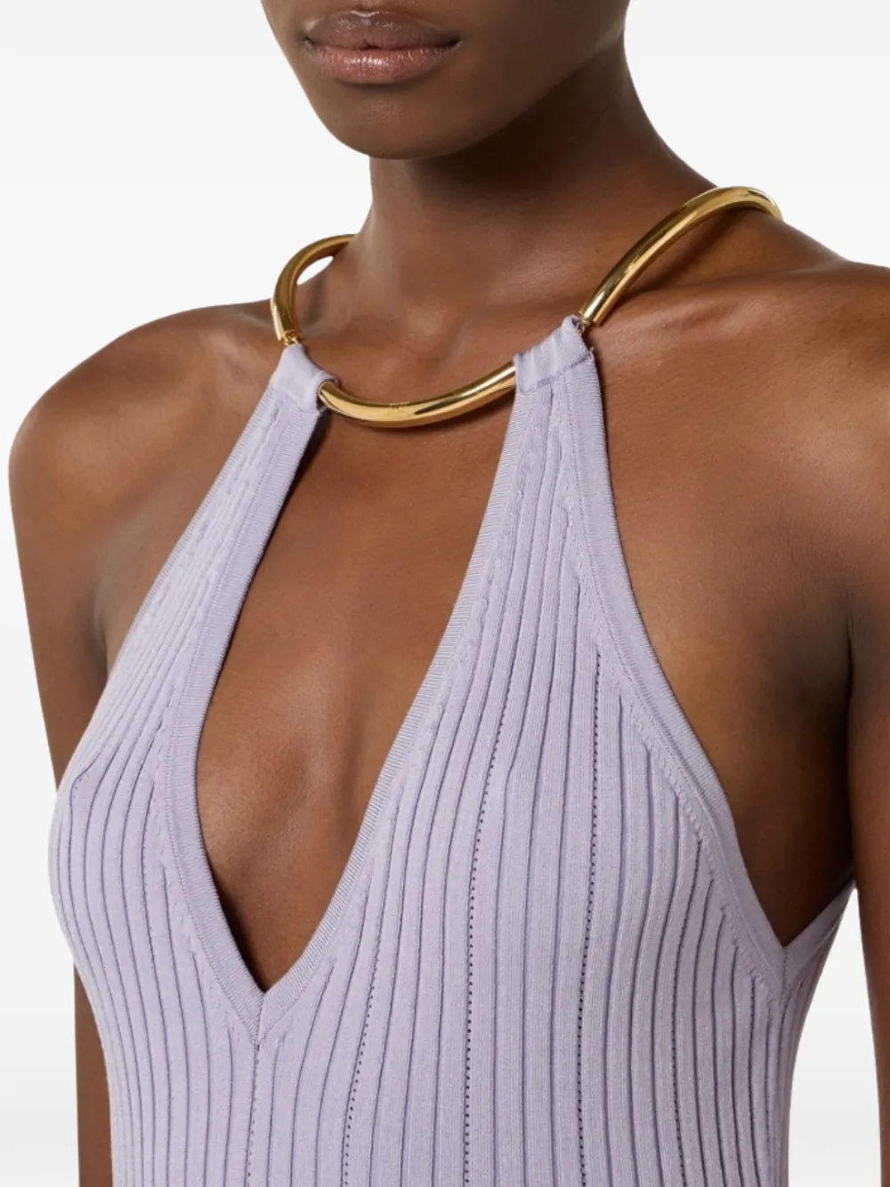 Ring V-Neck Midi Dress