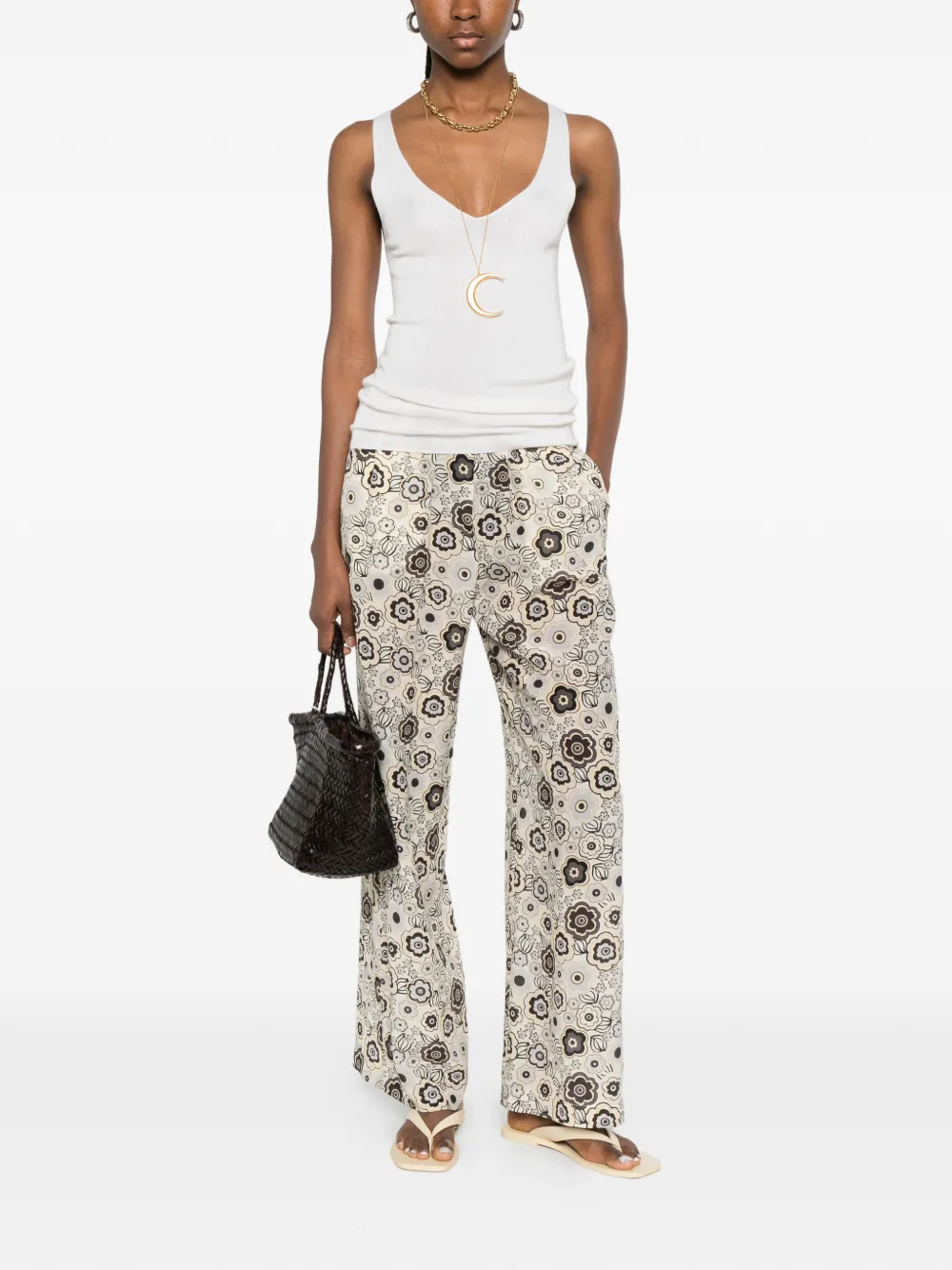  Aspesi Floral-print Trousers - Neutrals 
