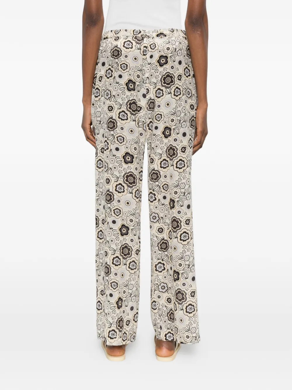 ASPESI Broek met bloemenprint Beige