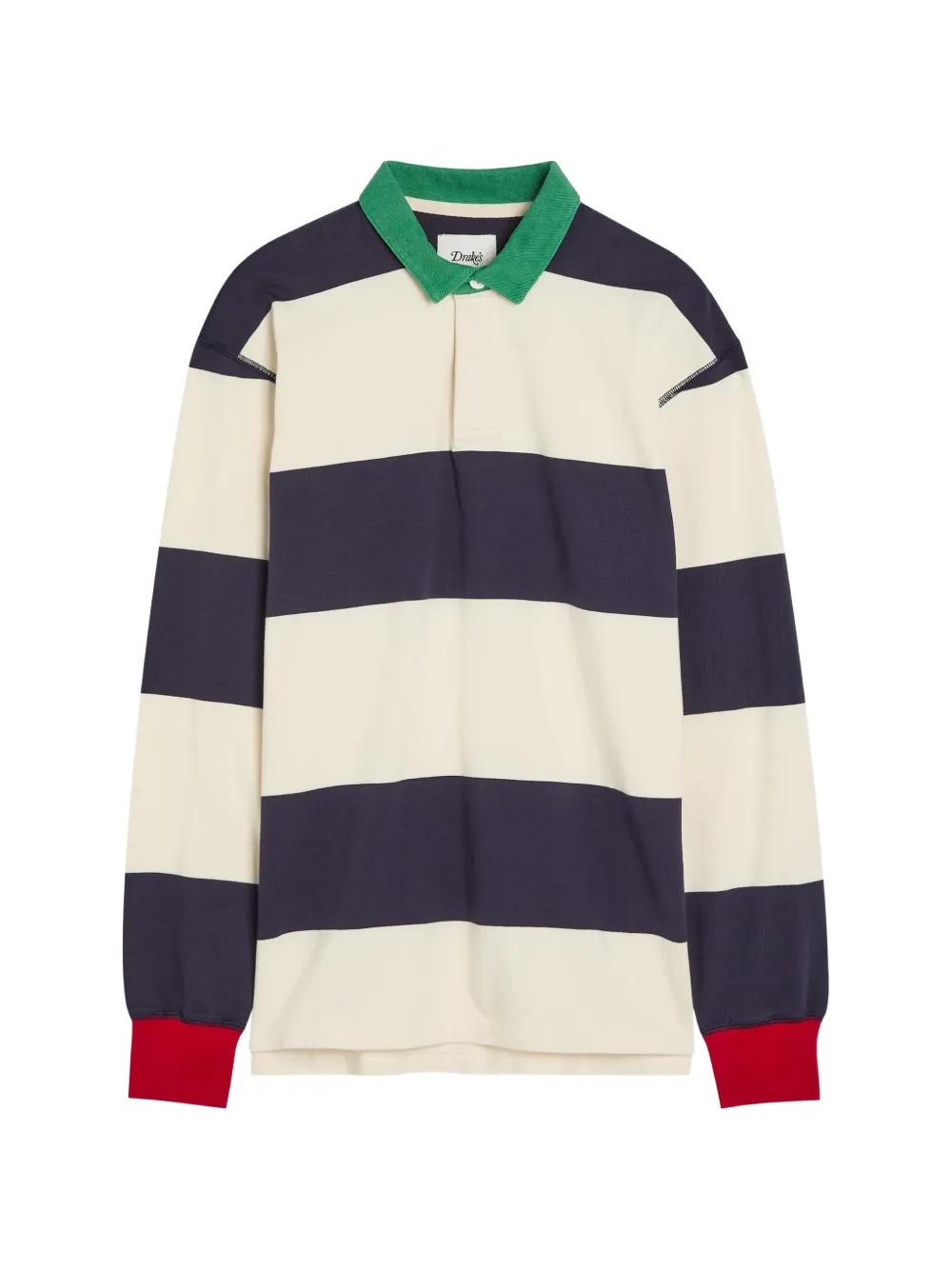 Drake's striped long-sleeve polo shirt - Nude