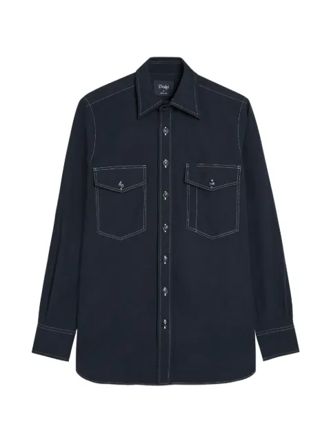Drake's contrast-stitch flap-pocket shirt