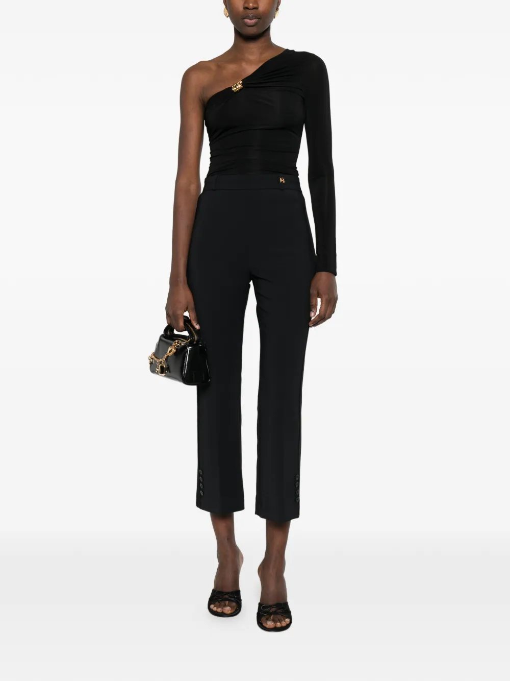  Elisabetta Franchi Logo-plaque Cropped Trousers - Black 