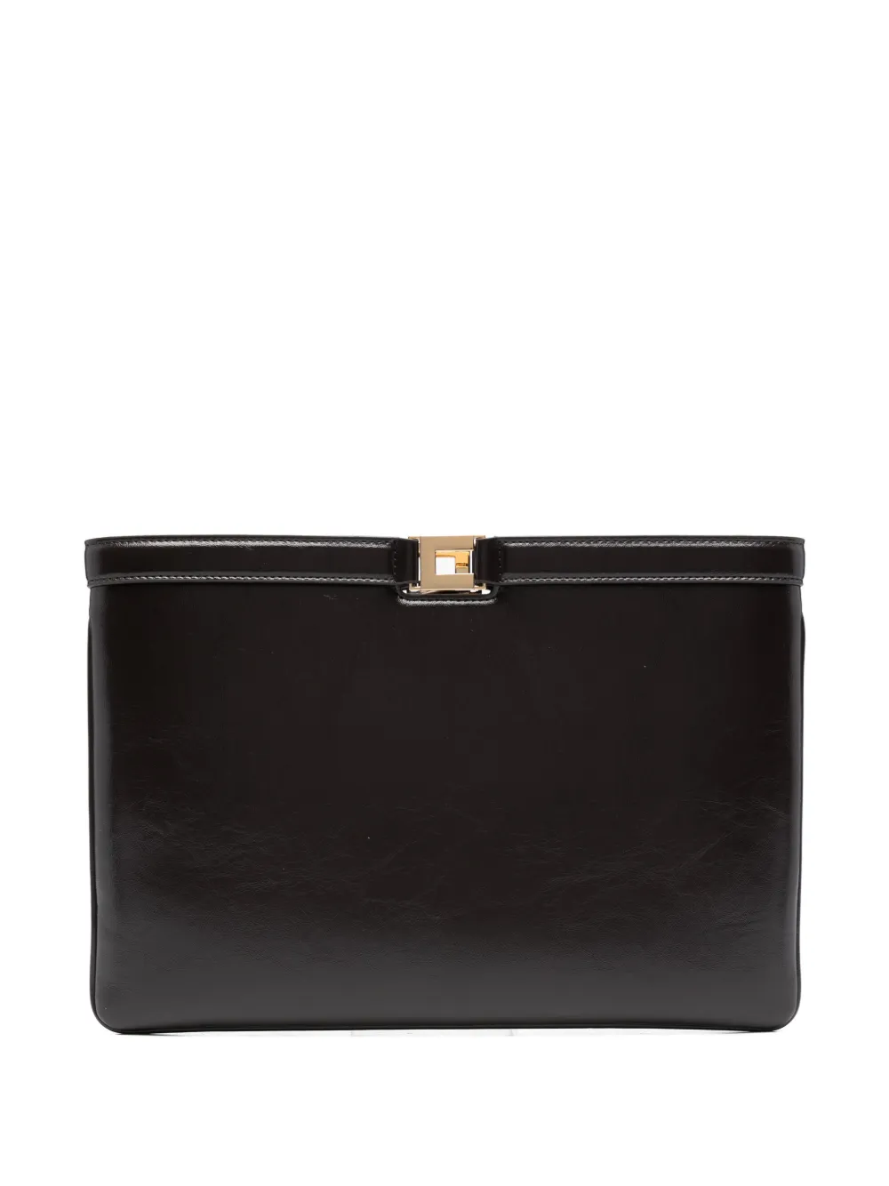 Elisabetta Franchi logo-plaque clutch bag - Marrone