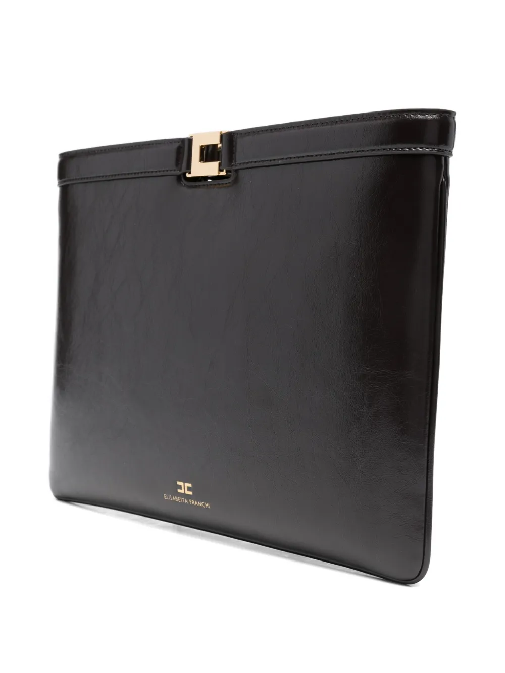  Elisabetta Franchi Logo-plaque Clutch Bag - Brown 