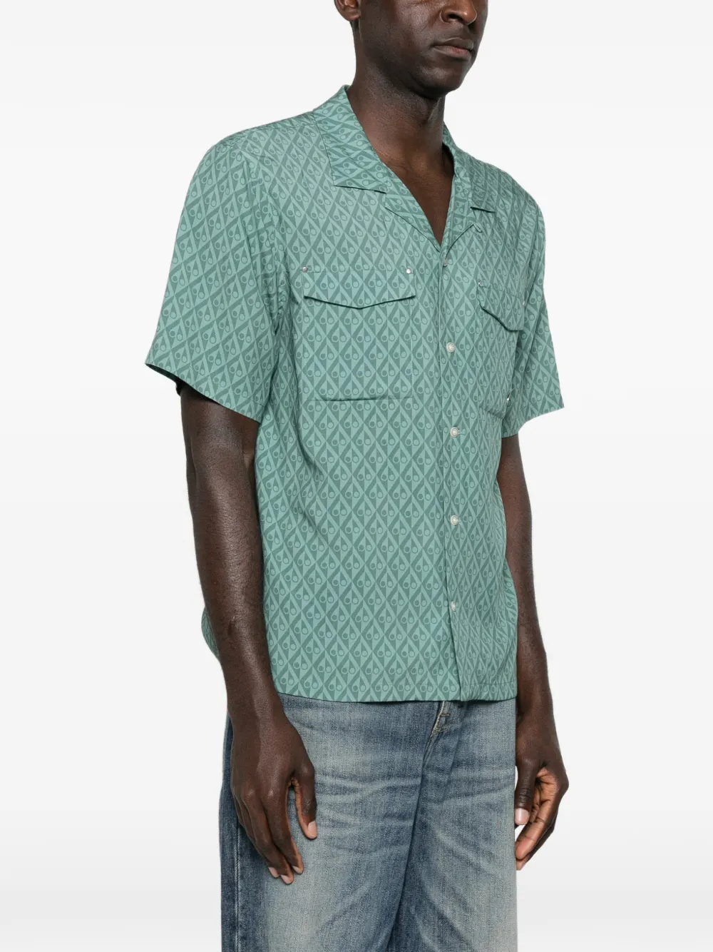 Moose Knuckles The Bay Buttoned Patterned Shirt | Green | FARFETCH
