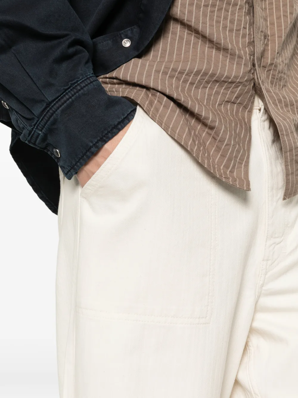 Jeanerica Broek met knoopsluiting Beige