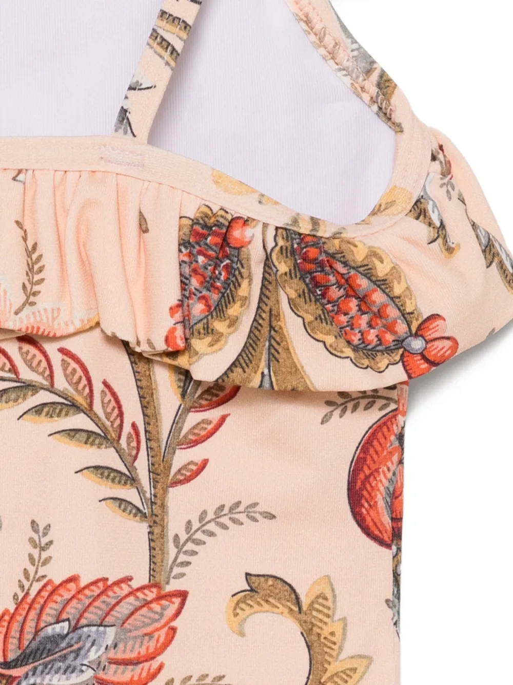  Etro Kids Ruffled Floral Swimsuit - Orange 