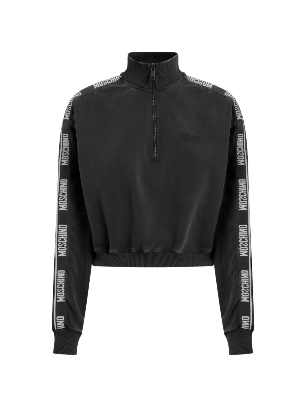 Moschino quarter-zip logo-tape sweatshirt - Schwarz