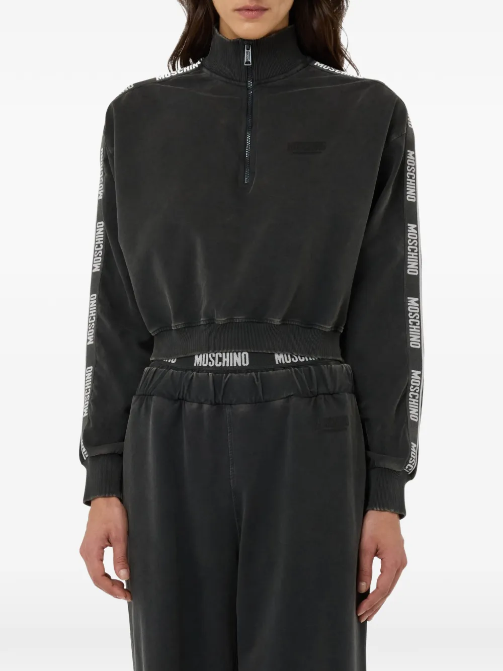 Moschino Katoenen sweater met geverfd effect Zwart