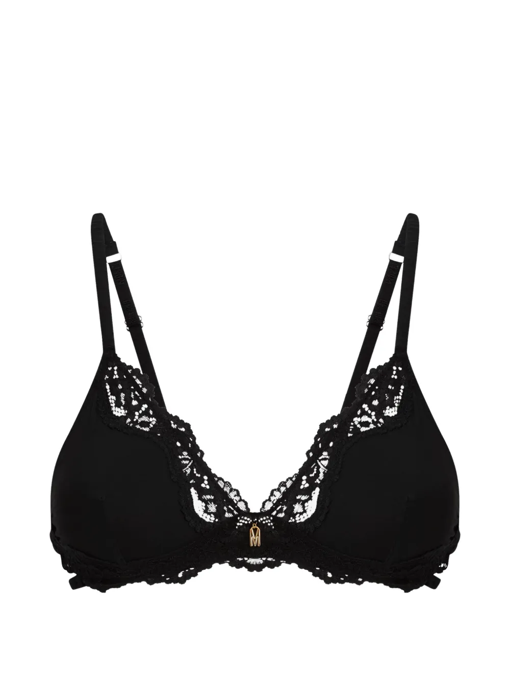 Moschino lace-trim triangle bra - Nero