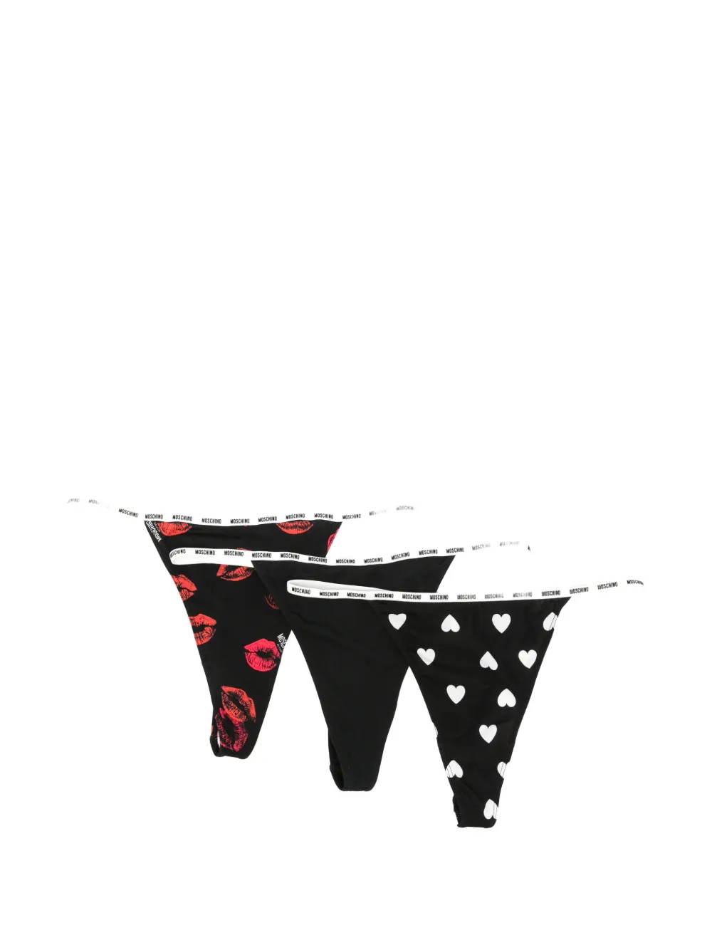 Moschino logo-waistband thongs (set of three) - Nero
