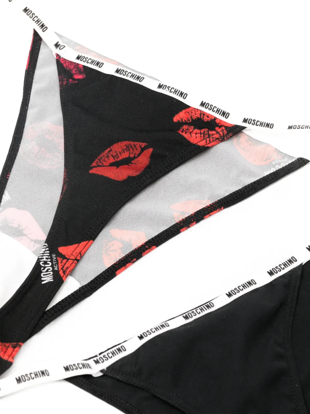Moschino Drie strings met logoband Zwart