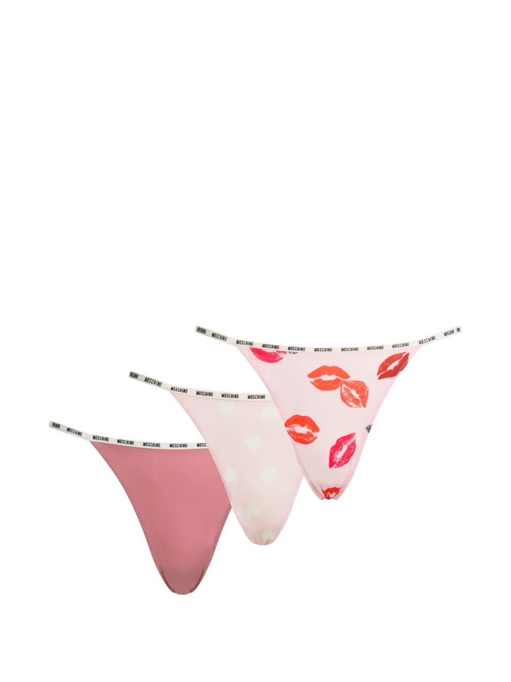 Moschino logo-waistband thongs (set of three) - Rosa