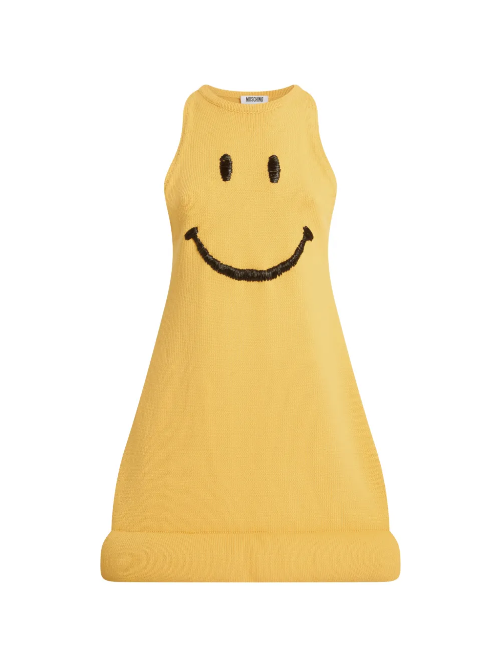 Moschino Smiley-embroidered padded-hem mini dress - Gelb