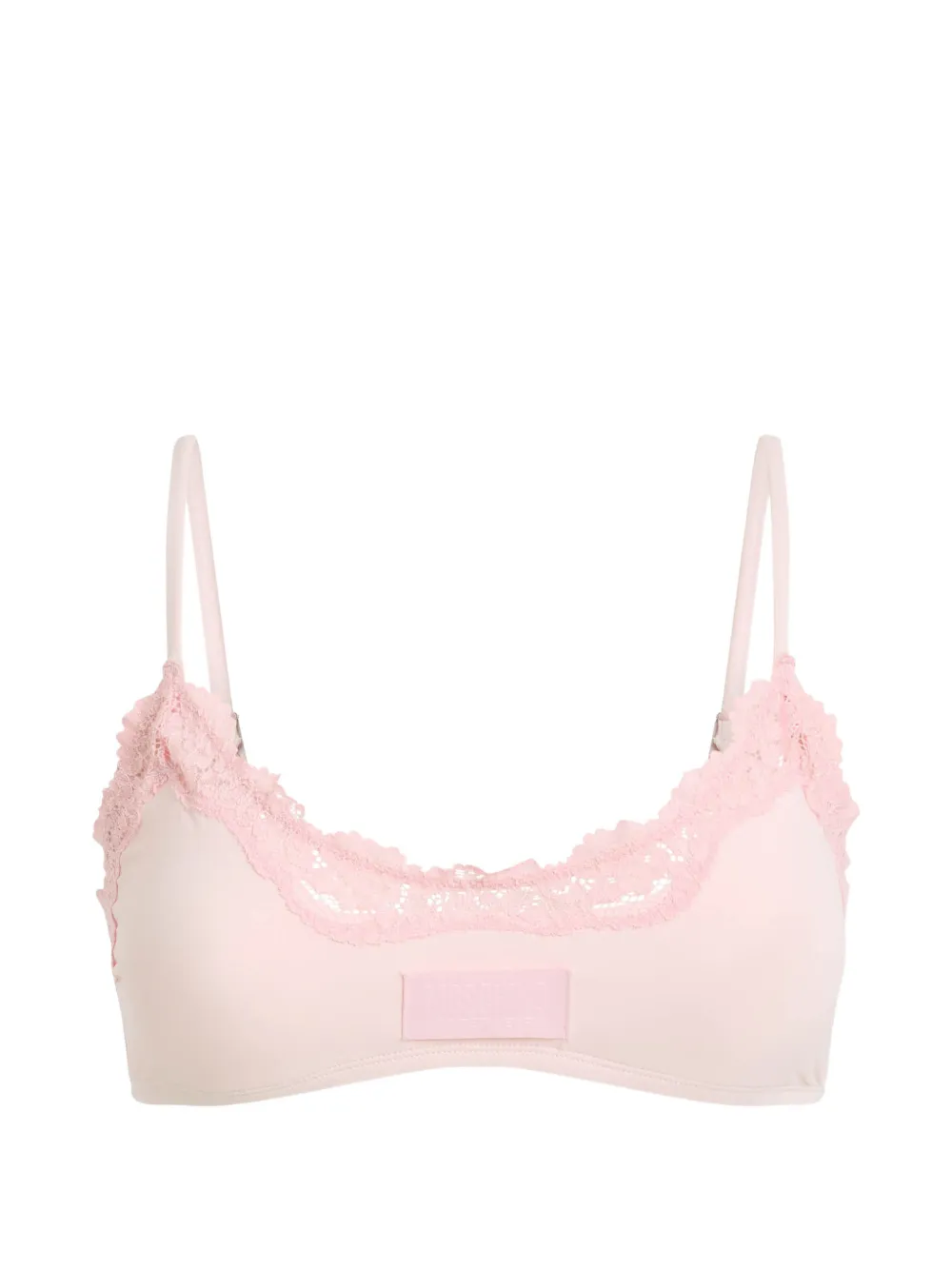 Moschino lace-trim logo-patch bra - Rosa