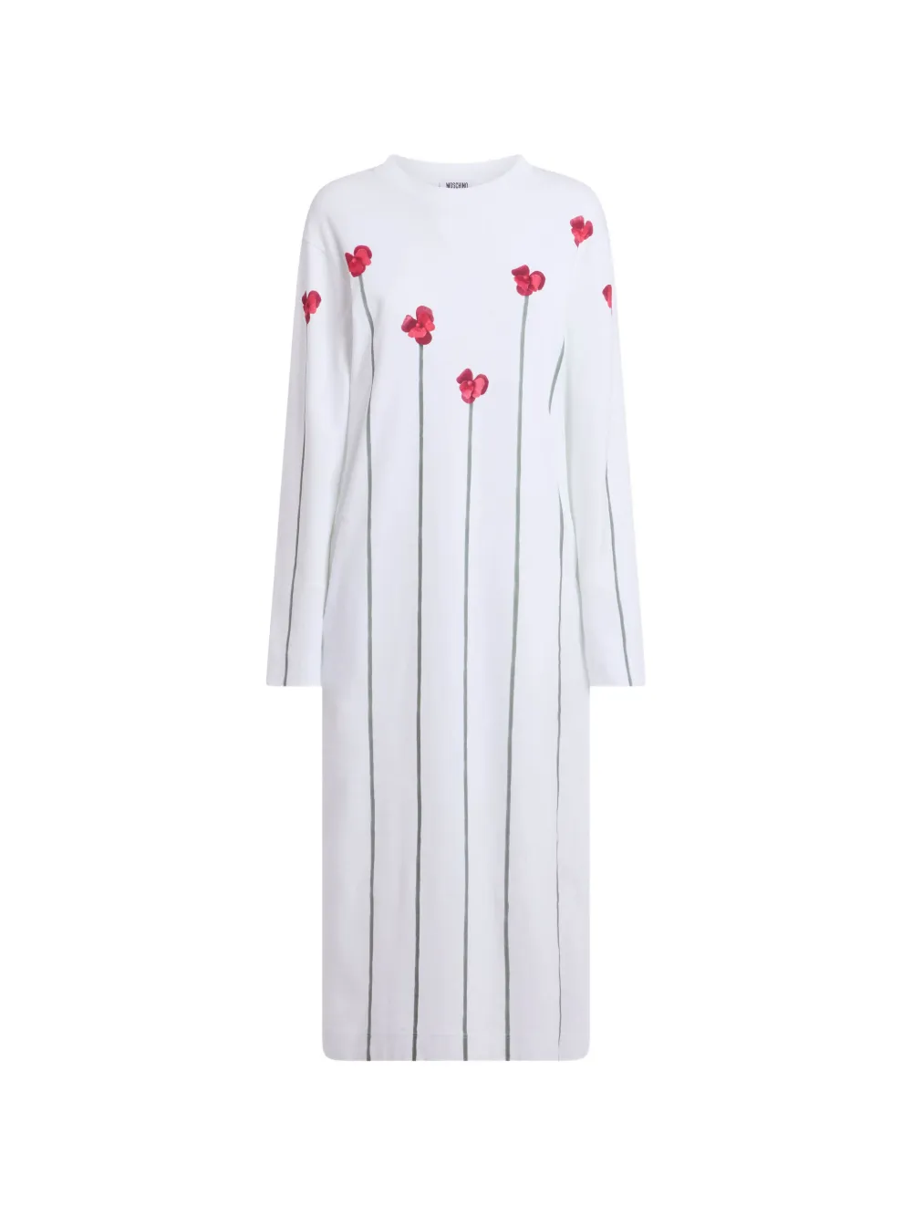 Moschino floral-print 3d-appliqué maxi dress - Bianco