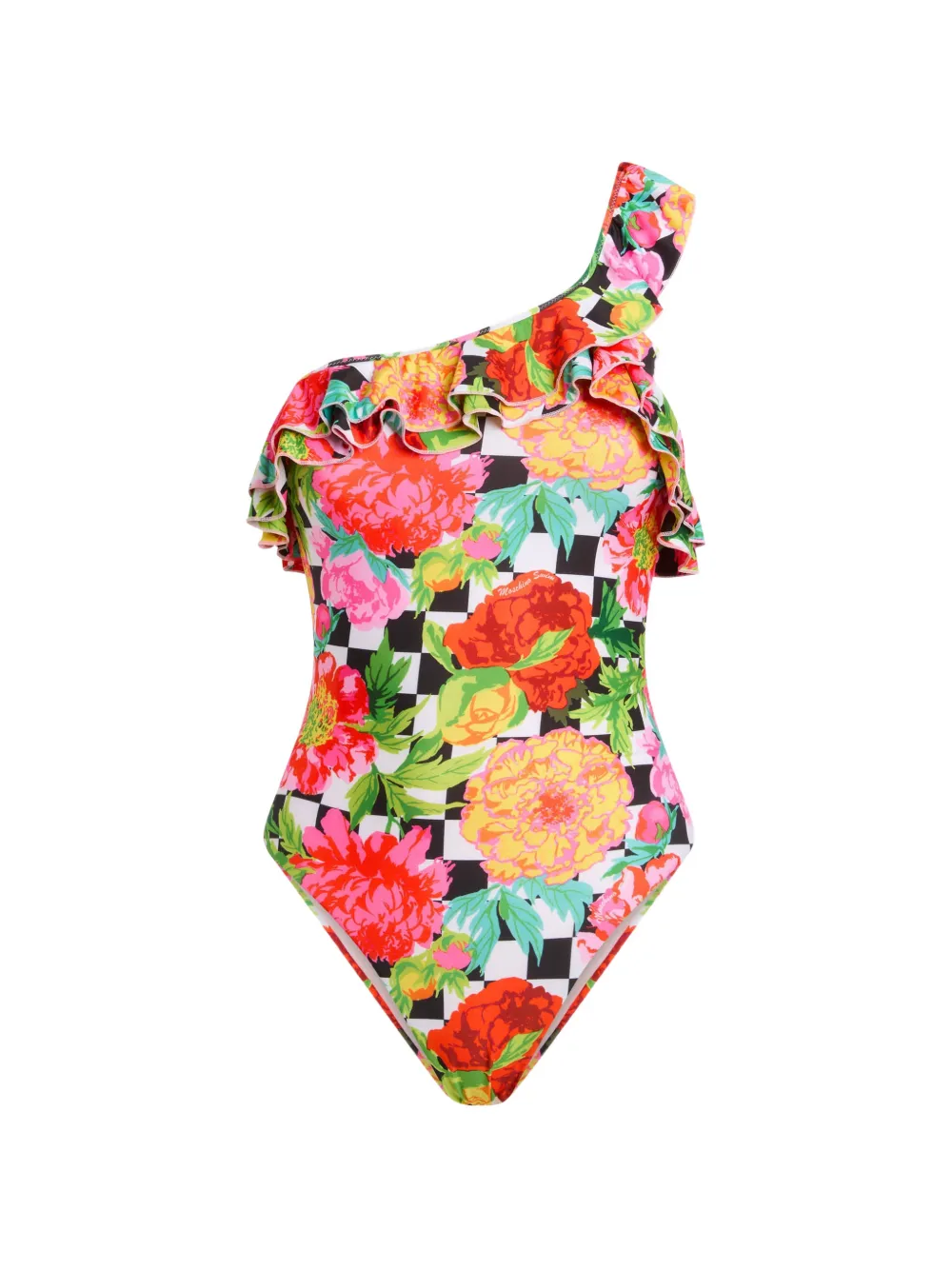 Moschino ruffled floral-print swimsuit - Weiß