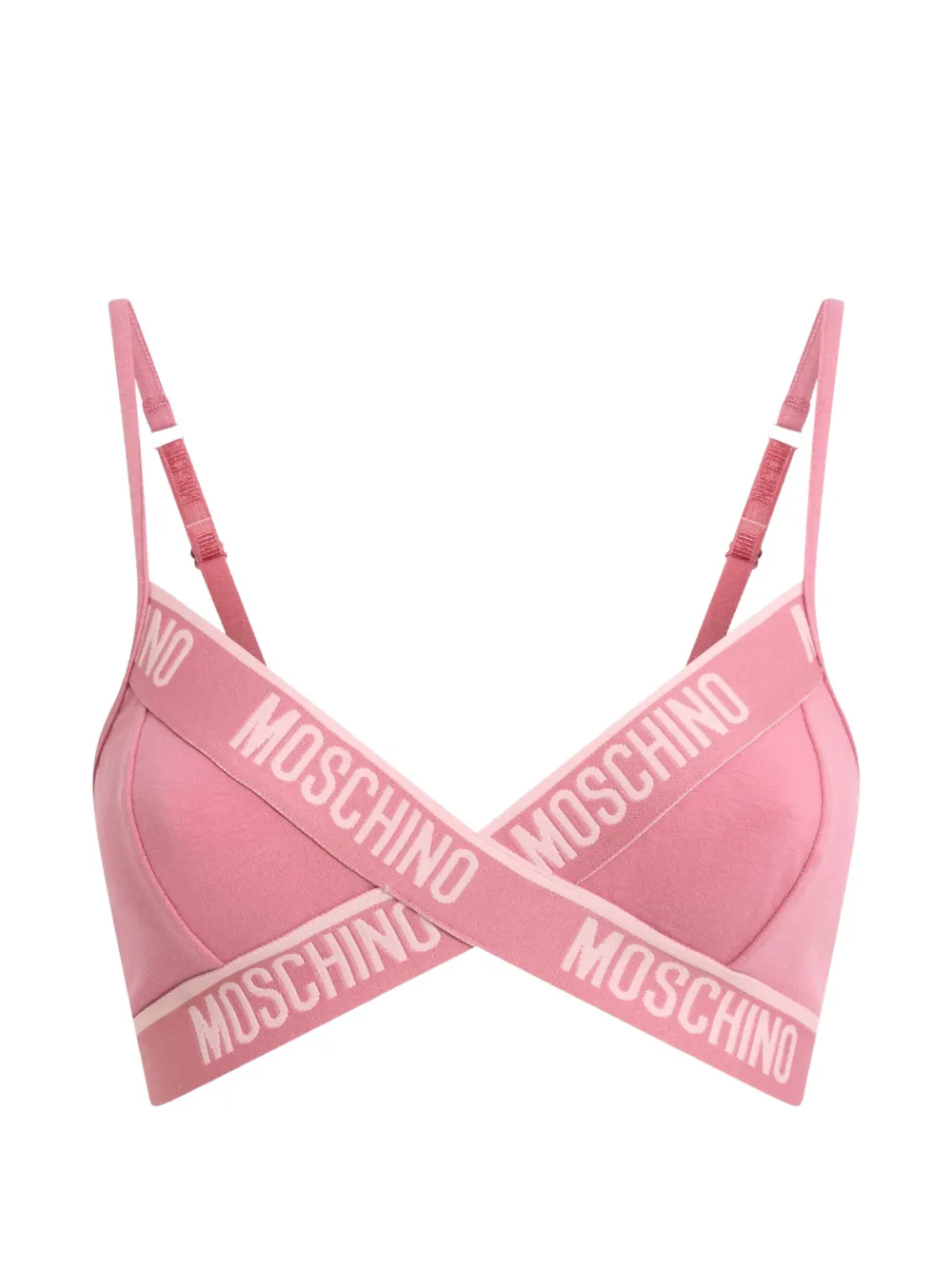 Moschino logo-tape crossover bra - Rosa