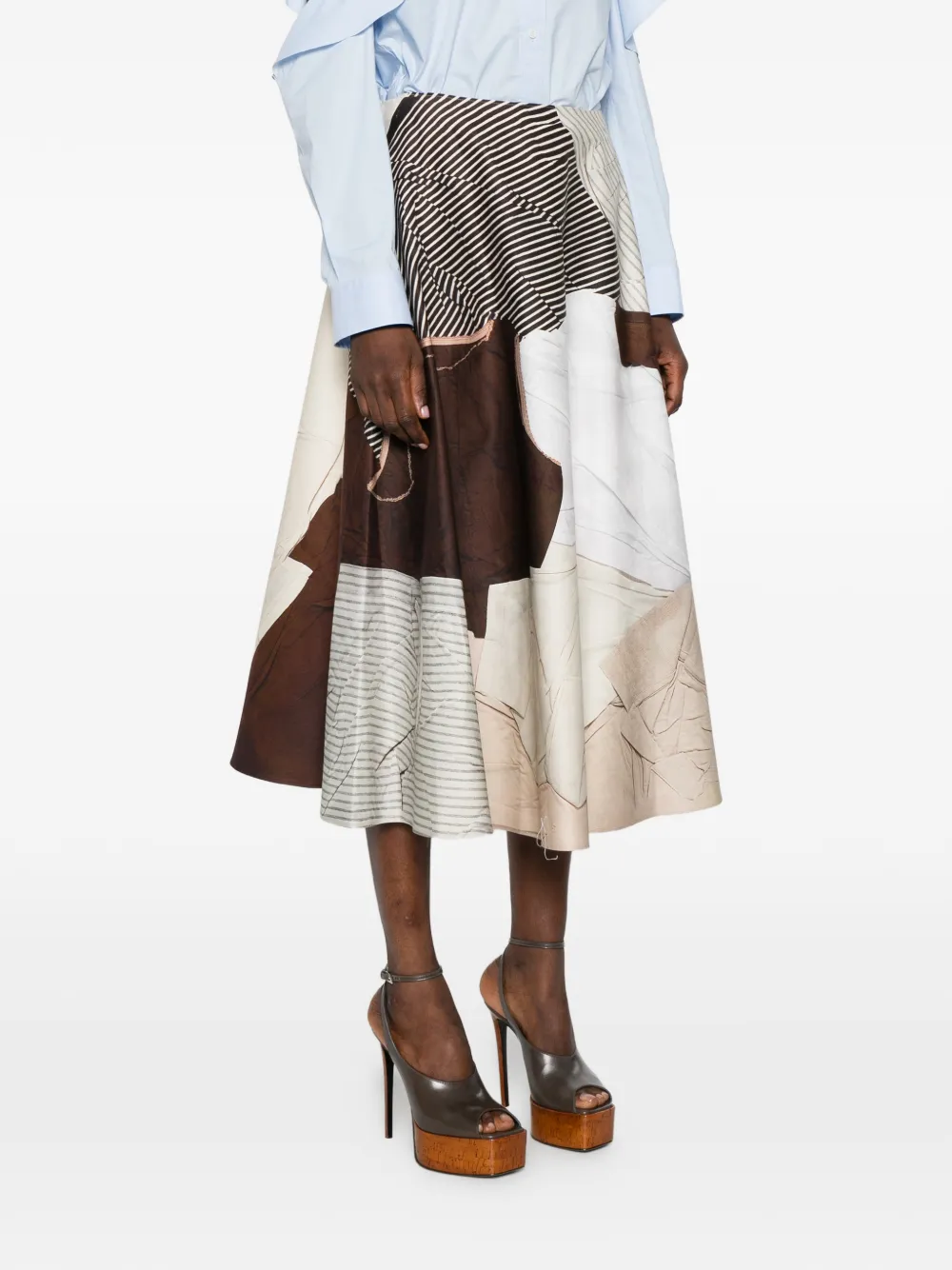Moschino Midi-rok met print Bruin