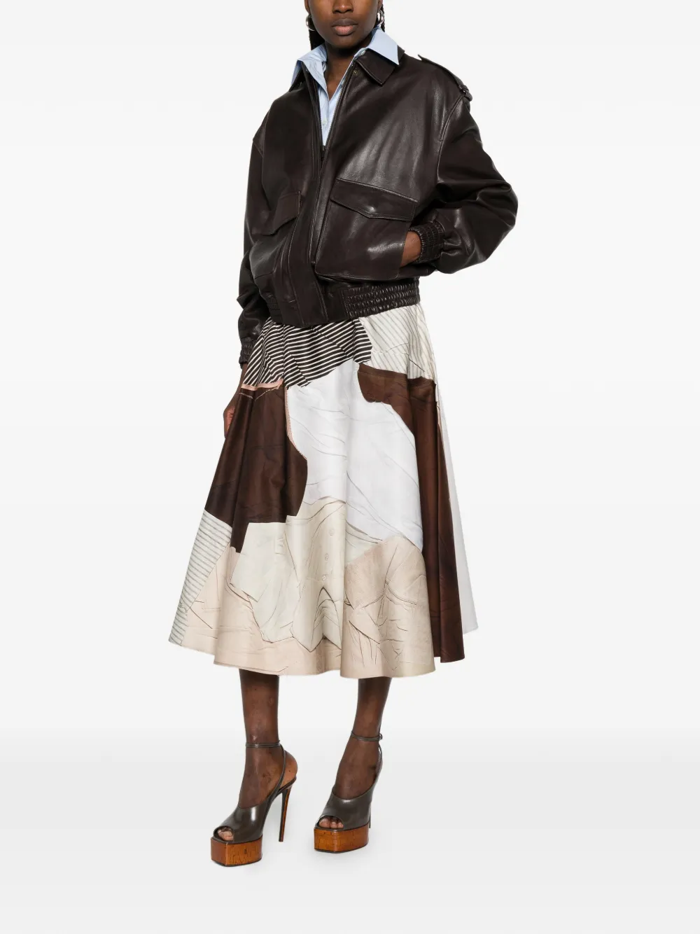 Moschino Midi-rok met print Bruin