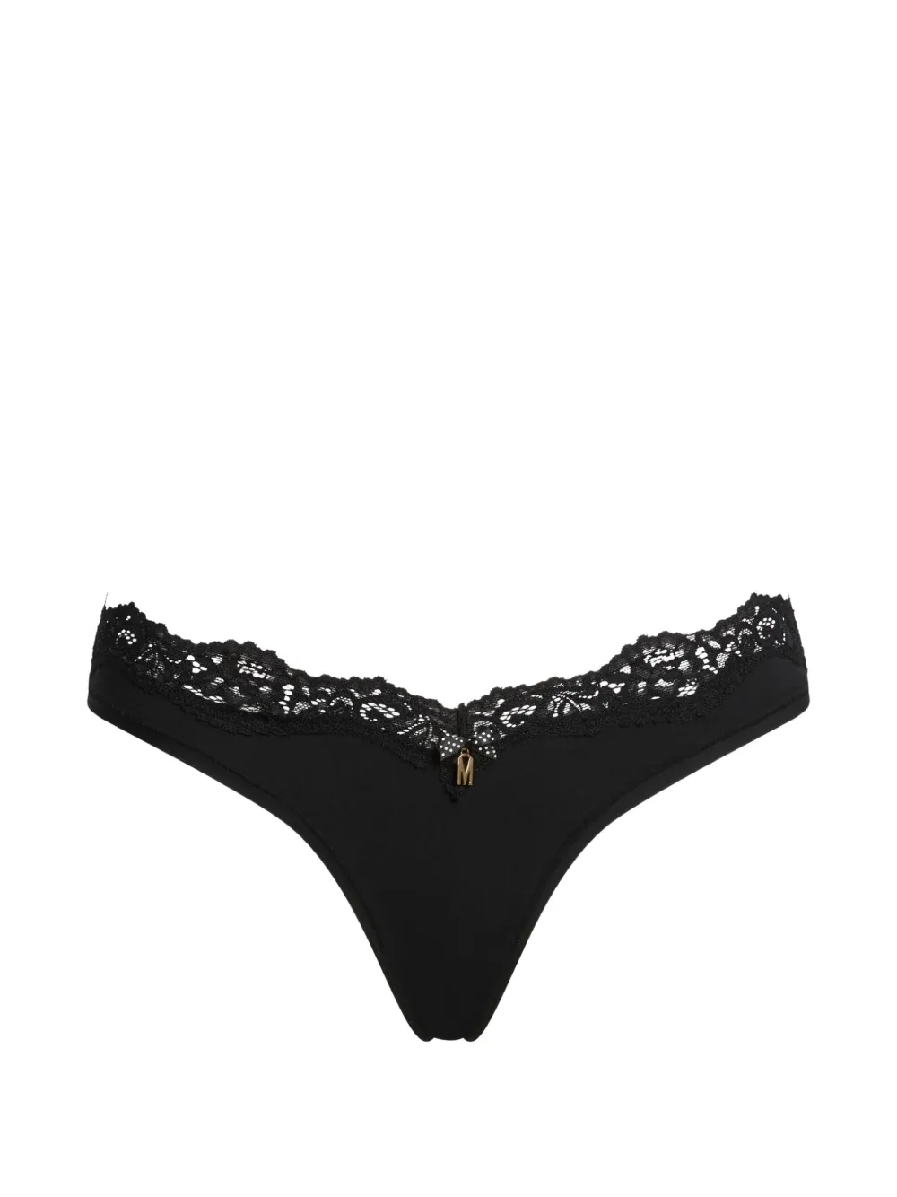 Moschino lace-trim bow-detail thong - Nero