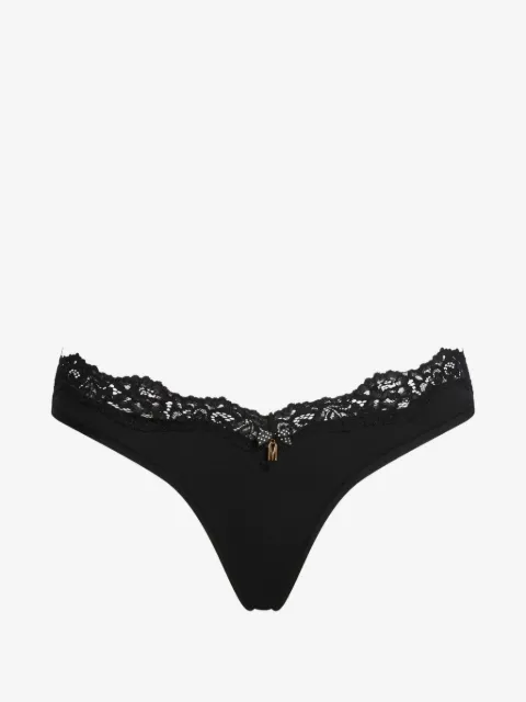 Moschino lace-trim bow-detail thong