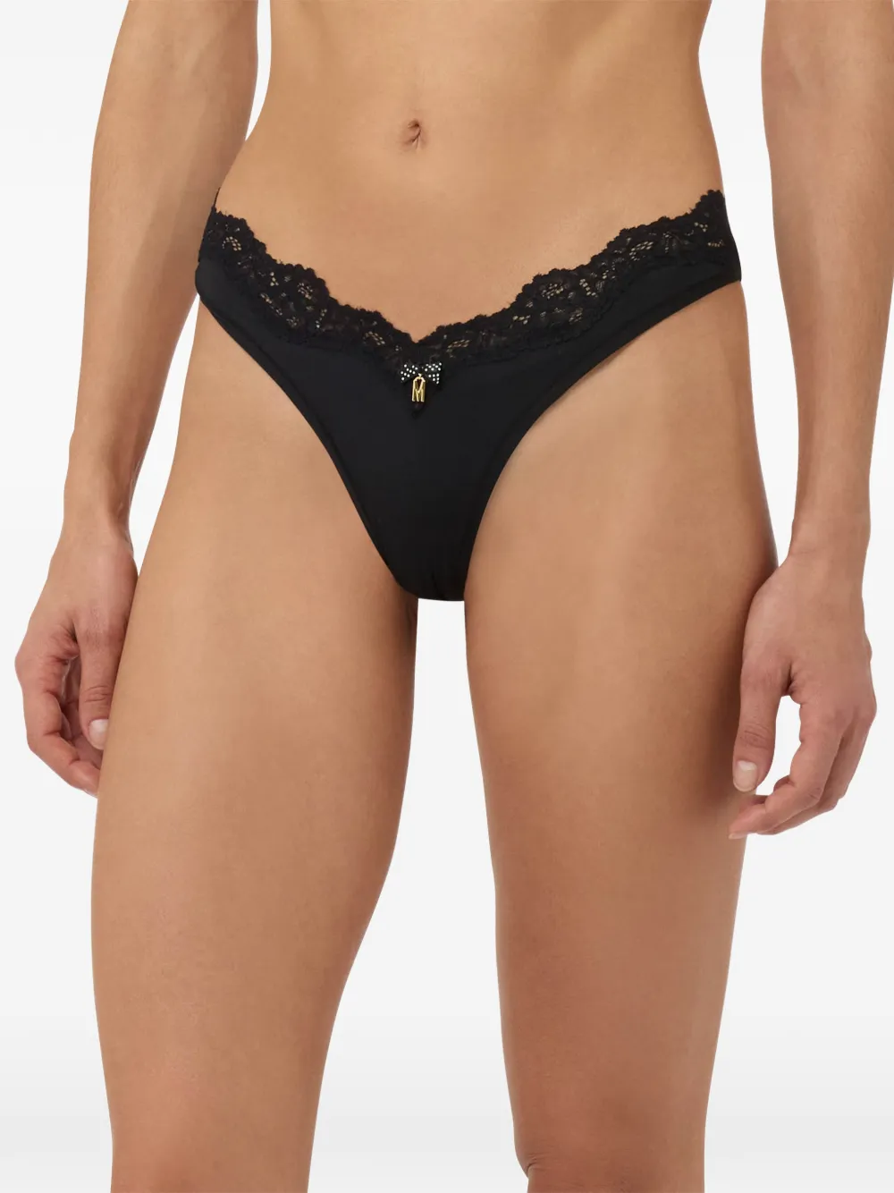 Moschino String met kanten afwerking en strikdetail Zwart