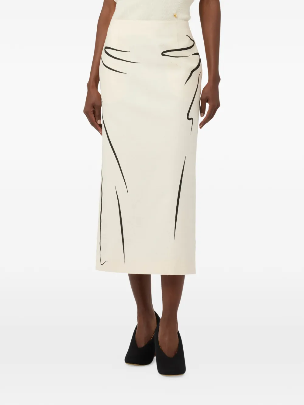 Moschino Midi-rok met print Wit