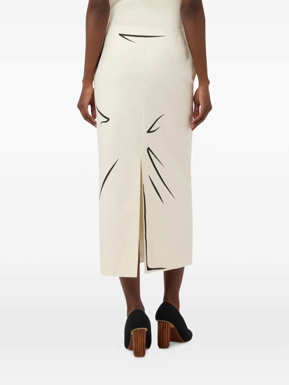 Moschino Midi-rok met print Wit