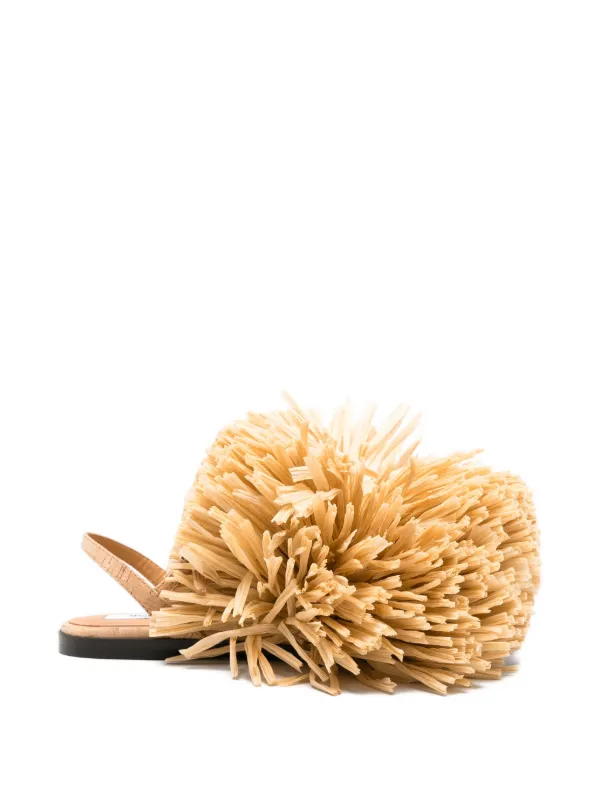 Moschino Pompom Slingback Sandals in Neutrals