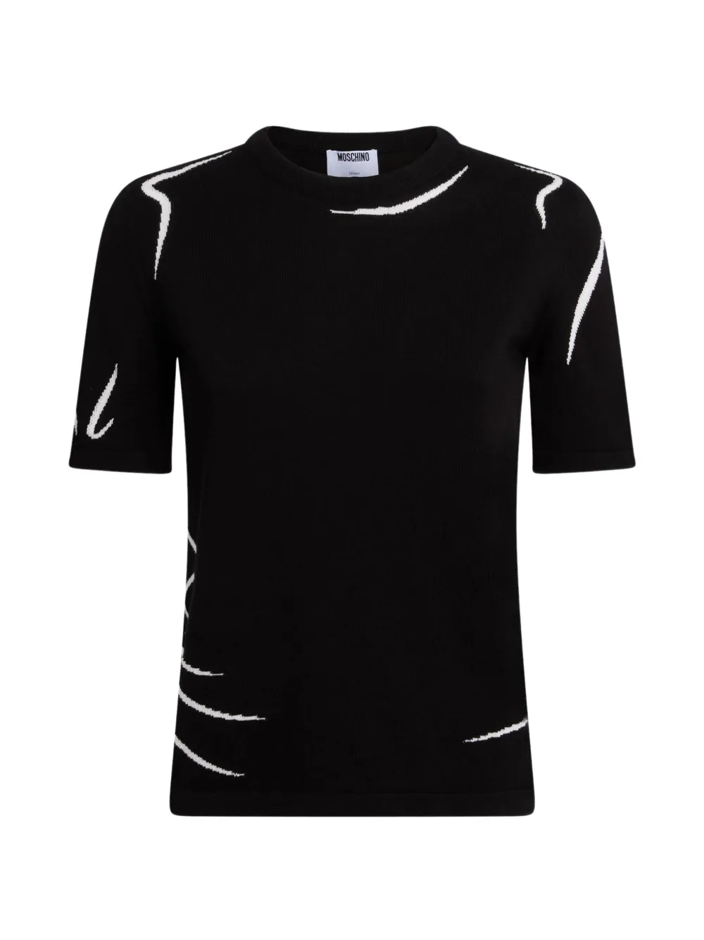Moschino scribble-print short-sleeve sweater - Schwarz