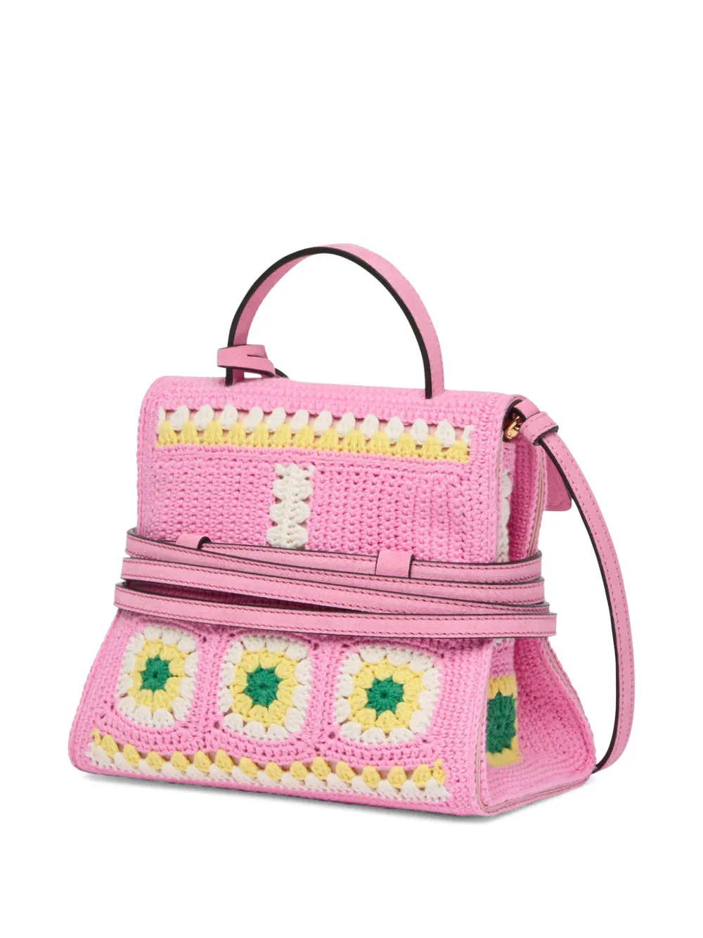 floral-appliqued tote bag