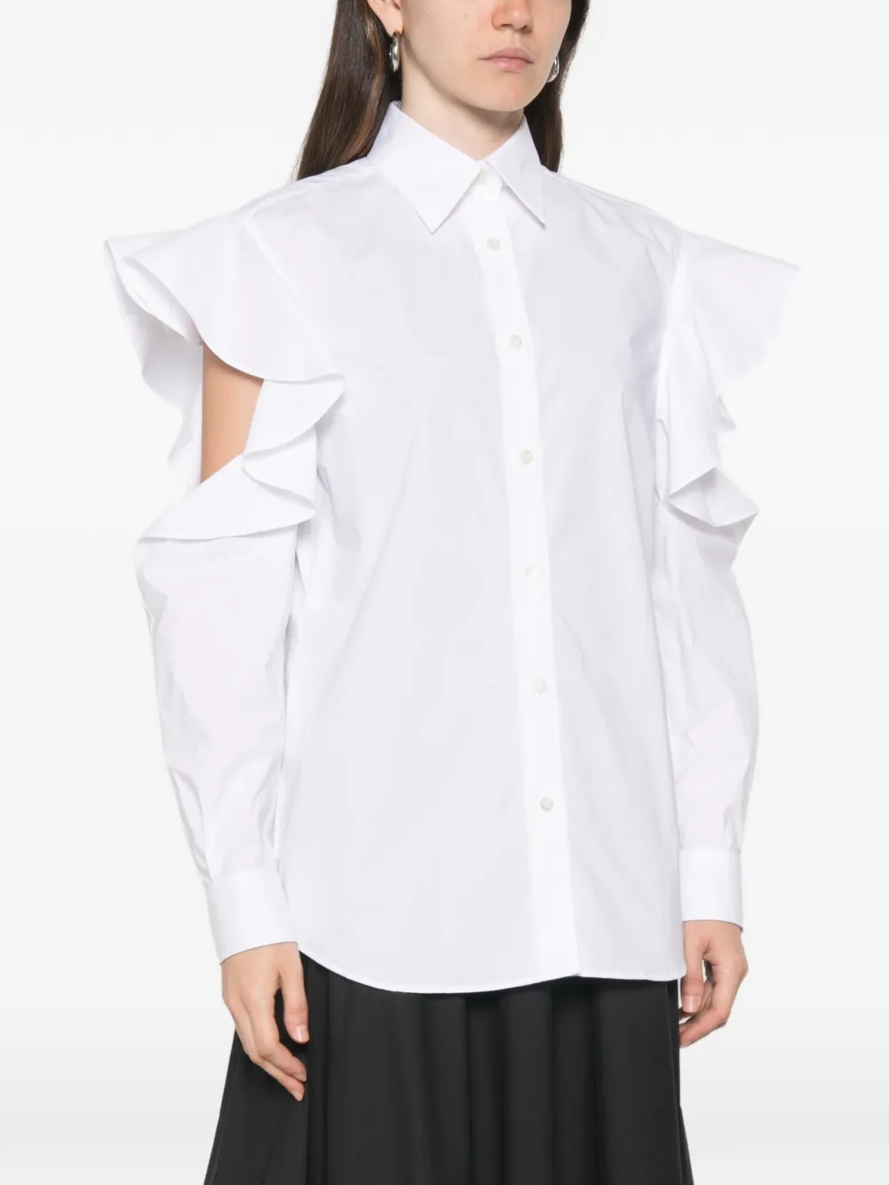 Moschino Blouse met ruches en koude schouders Wit