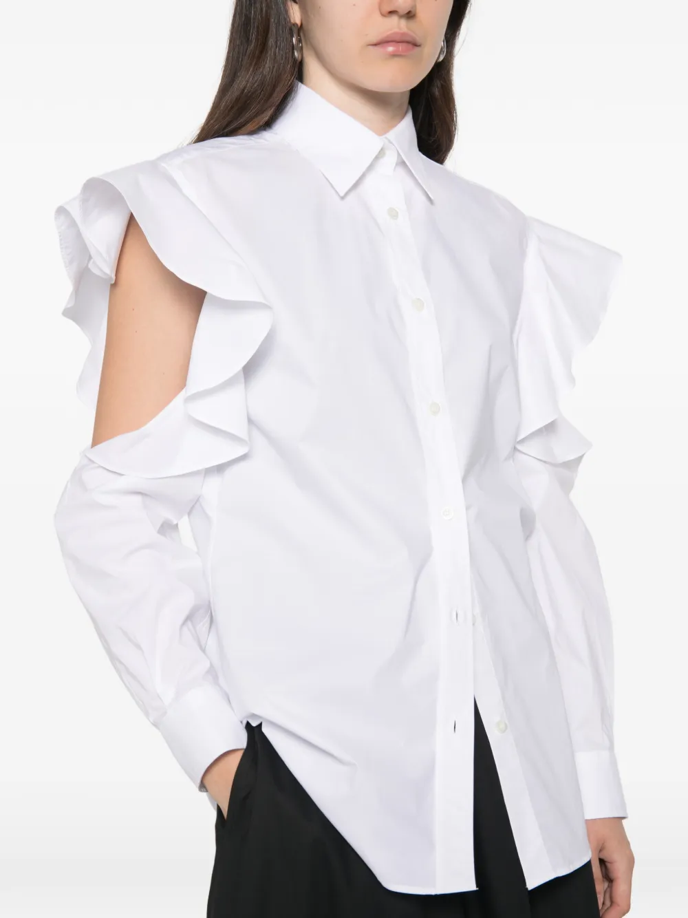 Moschino Blouse met ruches en koude schouders Wit