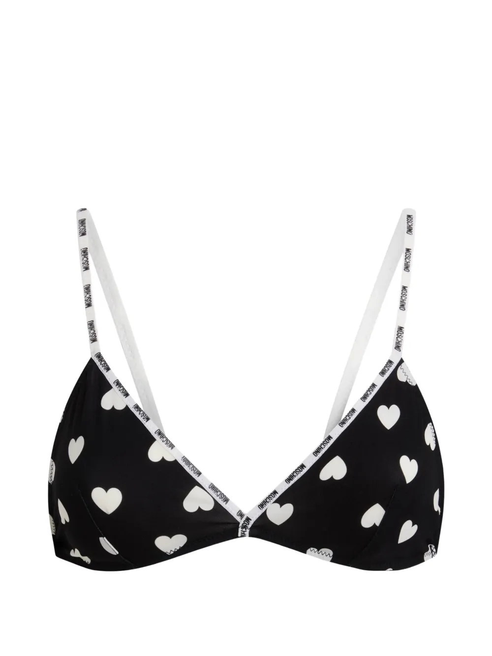 Moschino heart-print logo-trim bra - Nero
