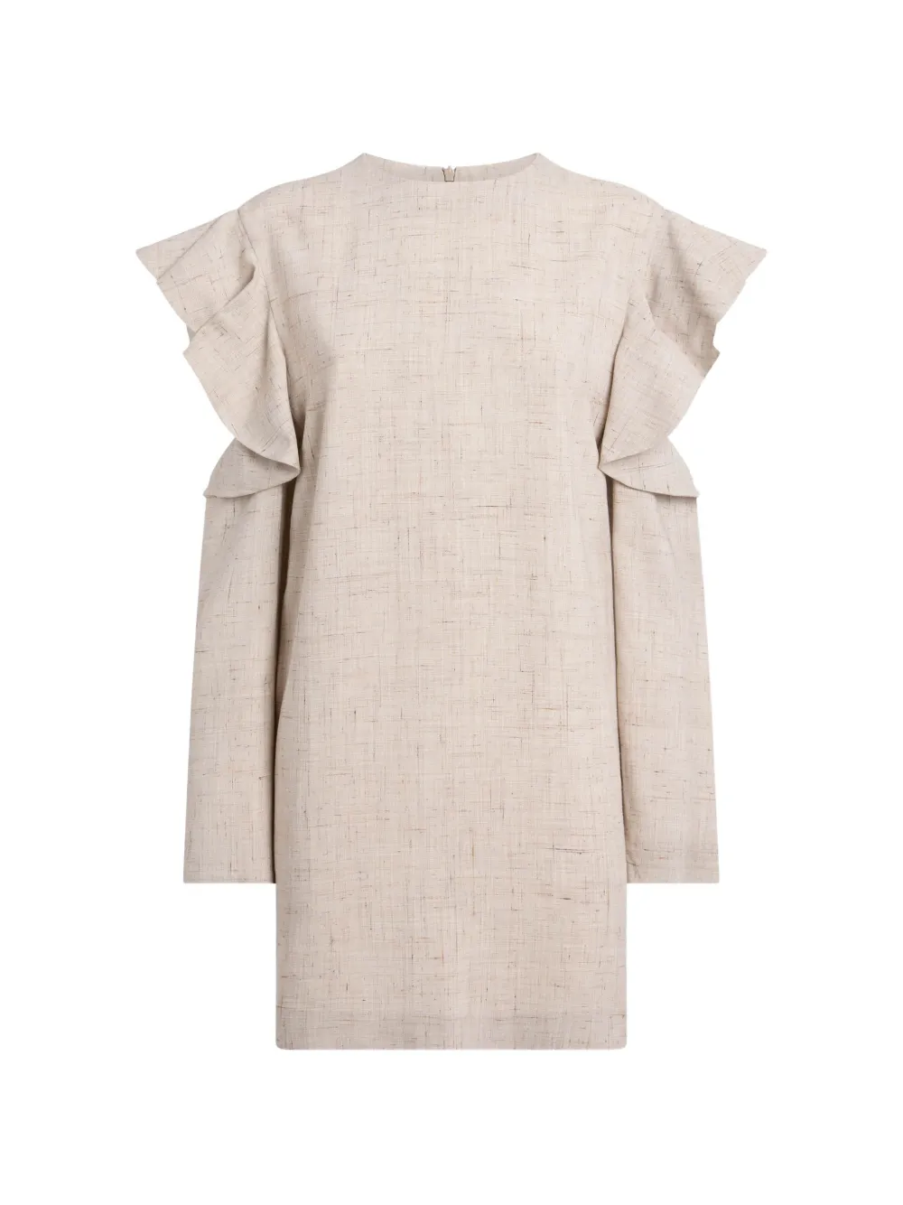 Moschino ruffle-trimmed cold-shoulder mini dress - Nude