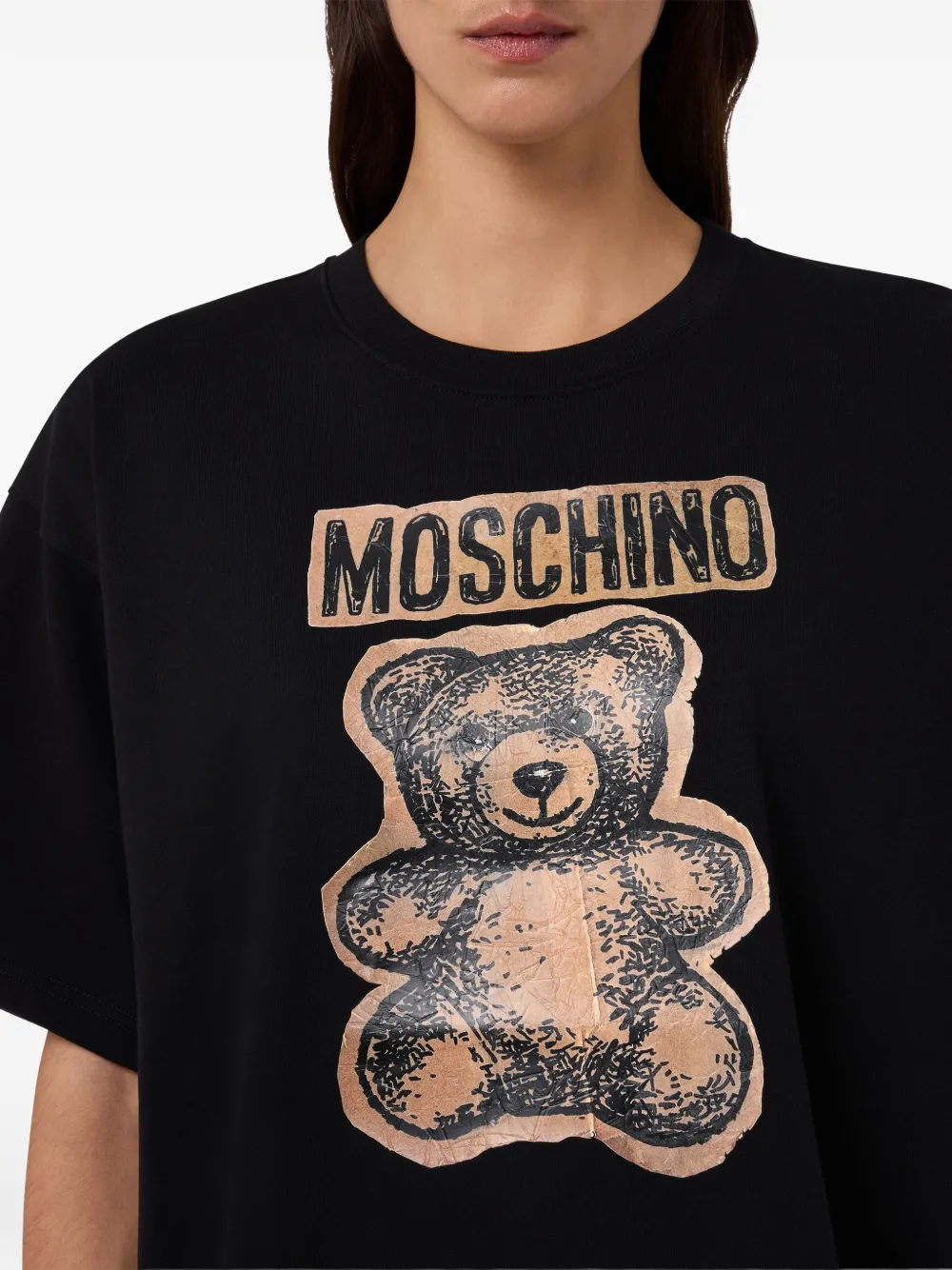 Moschino Teddy Bear jersey T-shirt van biologisch katoen Zwart